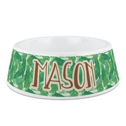 Tropical Leaves #2 Plastic Dog Bowl (Personalized)