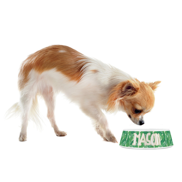 Tropical Leaves #2 Plastic Pet Bowls - Small - LIFESTYLE