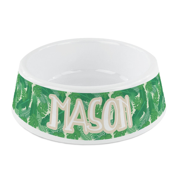 Custom Tropical Leaves #2 Plastic Dog Bowl - Small (Personalized)