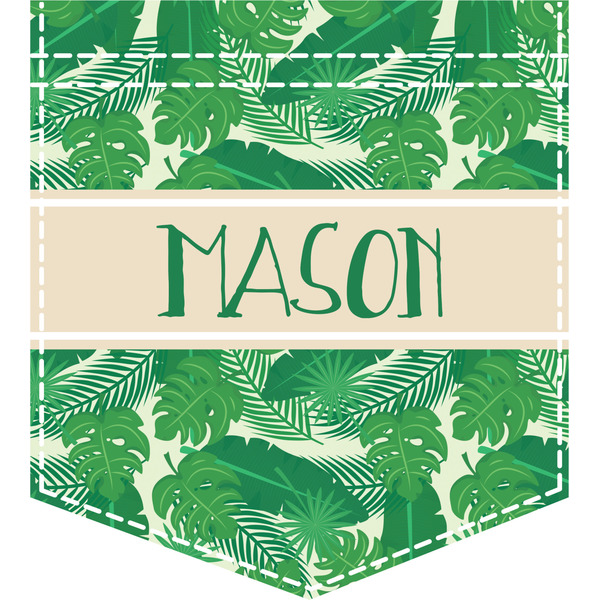 Custom Tropical Leaves #2 Iron On Faux Pocket w/ Name or Text