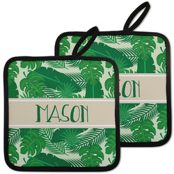 Tropical Leaves #2 Pot Holders - Set of 2 w/ Name or Text