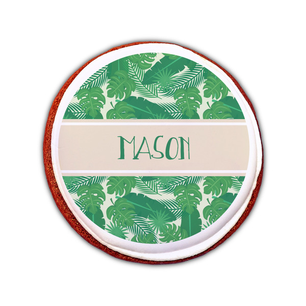 Tropical Leaves #2 Printed Icing Circle - Small - On Cookie