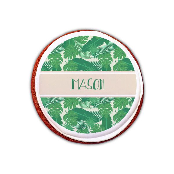 Tropical Leaves #2 Printed Icing Circle - XSmall - On Cookie