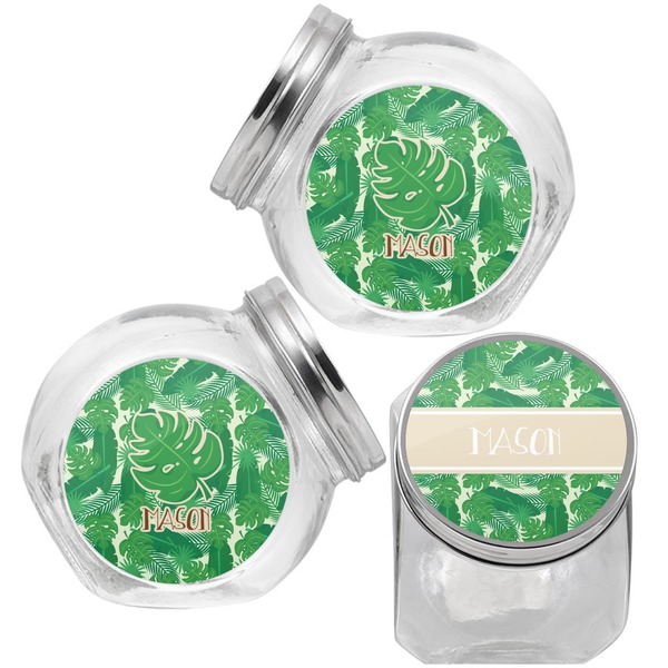 Tropical Leaves 2 Puppy Treat Jar - Top Left Right
