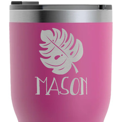 Tropical Leaves #2 RTIC Tumbler - Magenta - Laser Engraved - Double-Sided (Personalized)