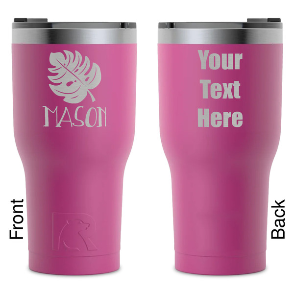 Custom Tropical Leaves #2 RTIC Tumbler - Magenta - Laser Engraved - Double-Sided (Personalized)
