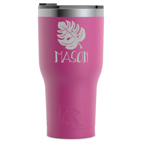 Custom Tropical Leaves #2 RTIC Tumbler - Magenta - Laser Engraved - Single-Sided (Personalized)