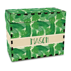 Tropical Leaves #2 Wood Recipe Box - Full Color Print (Personalized)