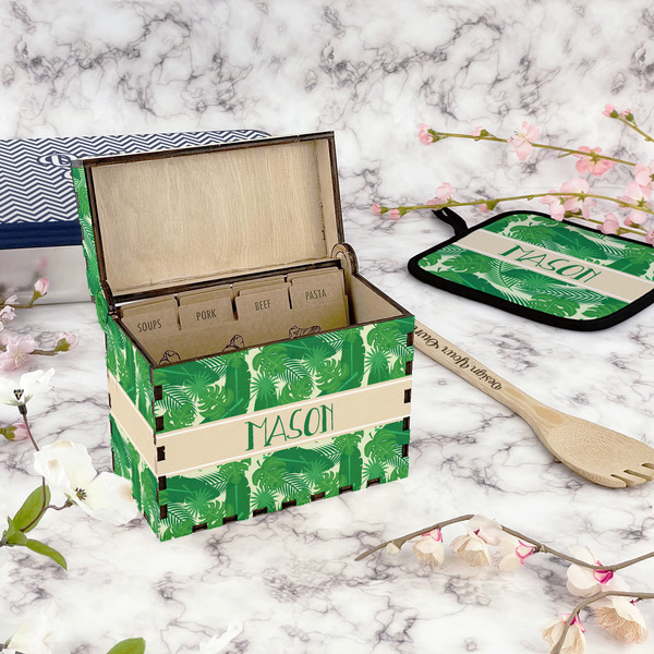Tropical Leaves #2 Recipe Box - Full Color - In Context