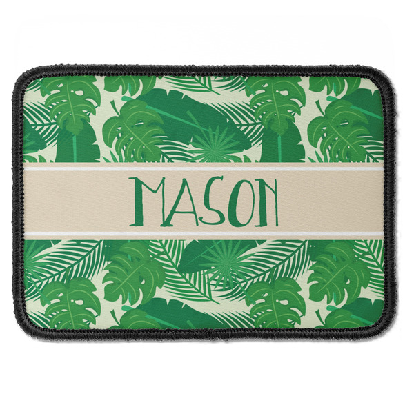 Custom Tropical Leaves #2 Iron On Rectangle Patch w/ Name or Text