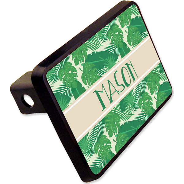 Custom Tropical Leaves #2 Rectangular Trailer Hitch Cover - 2" w/ Name or Text