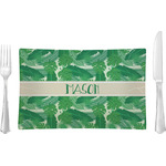 Tropical Leaves #2 Rectangular Glass Lunch / Dinner Plate - Single or Set (Personalized)