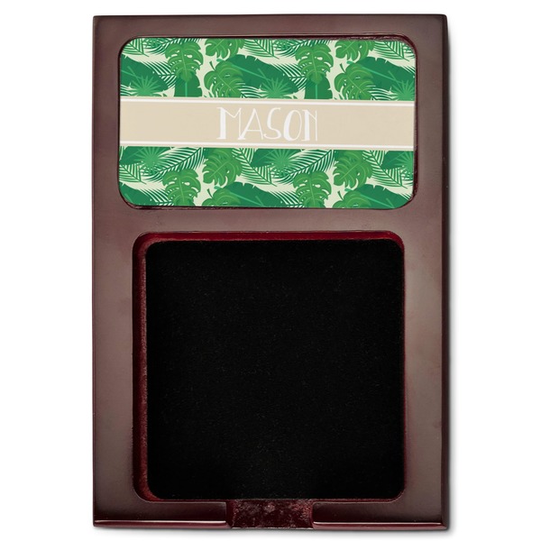 Tropical Leaves 2 Red Mahogany Sticky Note Holder - Flat