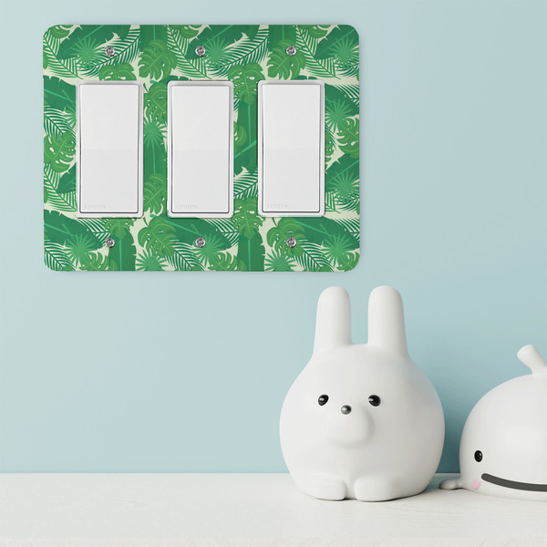Tropical Leaves #2 Rocker Light Switch Covers - Triple - IN CONTEXT