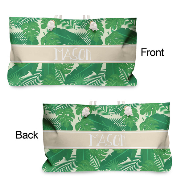 Tropical Leaves #2 Large Rope Tote - From & Back View