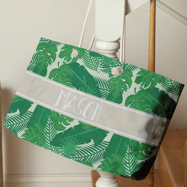 Tropical Leaves #2 Large Rope Tote - Life Style