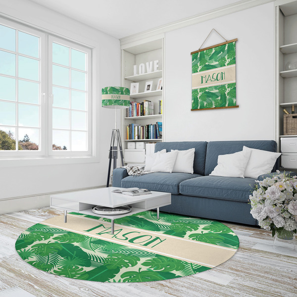 Tropical Leaves #2 Round Area Rug - IN CONTEXT