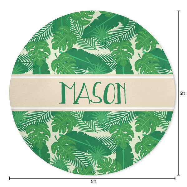 Tropical Leaves #2 Round Area Rug - Size
