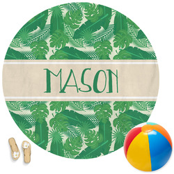 Tropical Leaves #2 Round Beach Towel (Personalized)