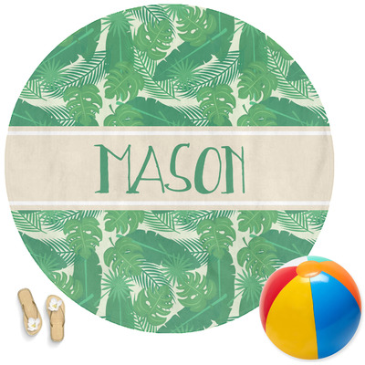 Tropical Leaves #2 Round Beach Towel (Personalized)