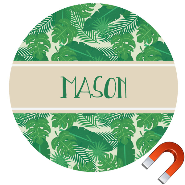 Custom Tropical Leaves #2 Round Car Magnet - 6" (Personalized)