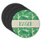 Tropical Leaves #2 Round Rubber Backed Coasters - Set of 4 w/ Name or Text