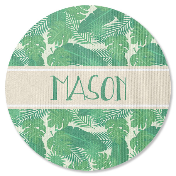 Tropical Leaves 2 Round Coaster Rubber Back - Single