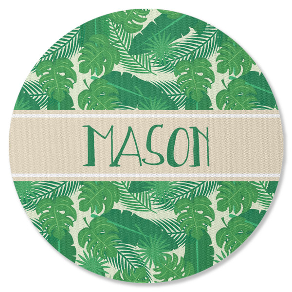 Tropical Leaves 2 Round Coaster Rubber Back - Single