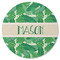 Tropical Leaves #2 Round Rubber Backed Coaster w/ Name or Text