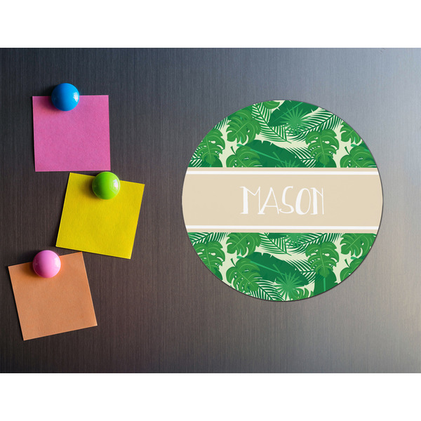 Tropical Leaves #2 Round Fridge Magnet - LIFESTYLE
