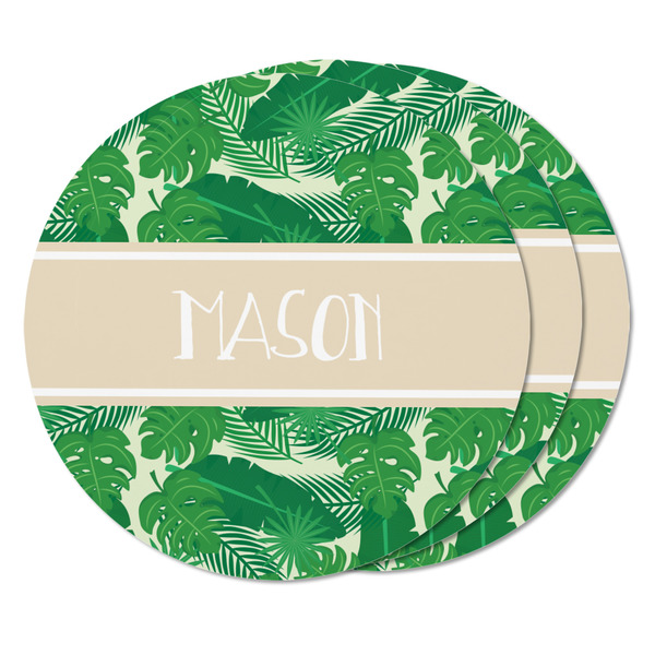 Tropical Leaves #2 Round Fridge Magnet - THREE