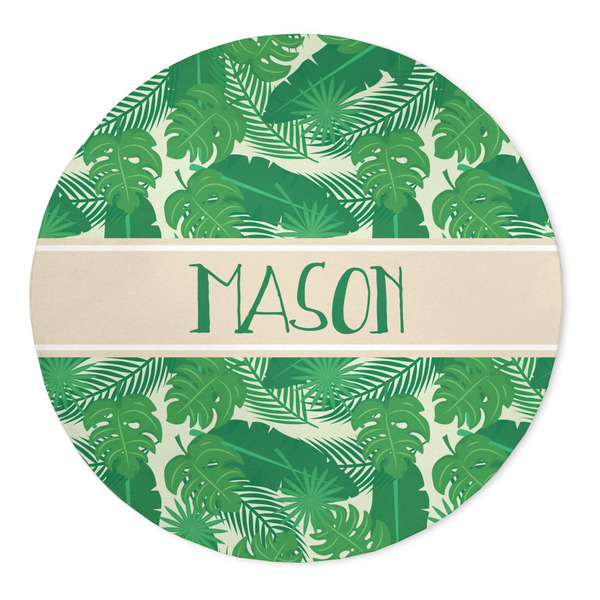Custom Tropical Leaves #2 5' Round Indoor Area Rug (Personalized)