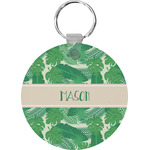 Tropical Leaves #2 Round Plastic Keychain (Personalized)
