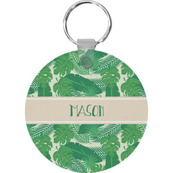 Tropical Leaves #2 Round Plastic Keychain (Personalized)