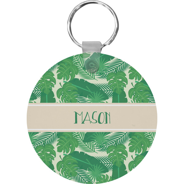 Custom Tropical Leaves #2 Round Plastic Keychain (Personalized)