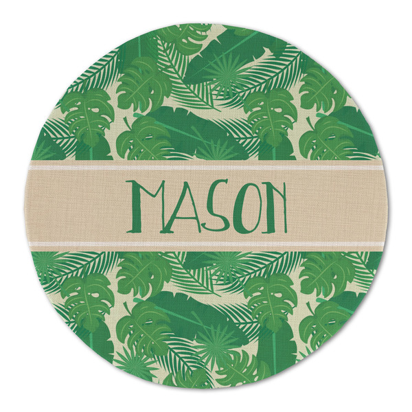 Custom Tropical Leaves #2 Round Linen Placemat - Single Sided (Personalized)