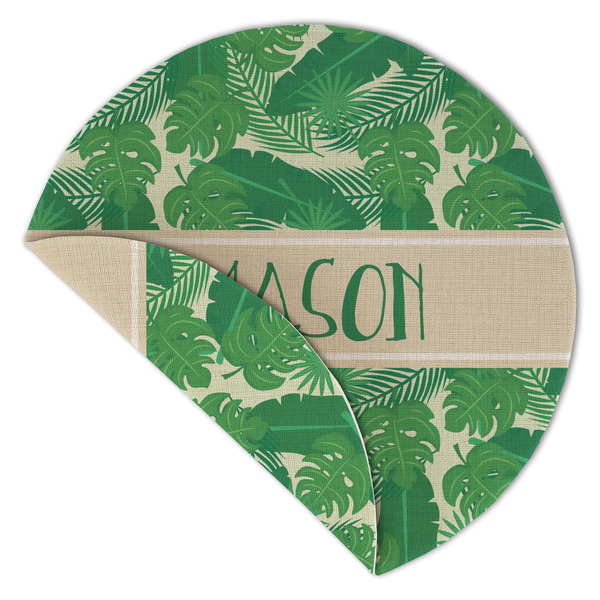Tropical Leaves #2 Round Linen Placemats - Front (folded corner double sided)