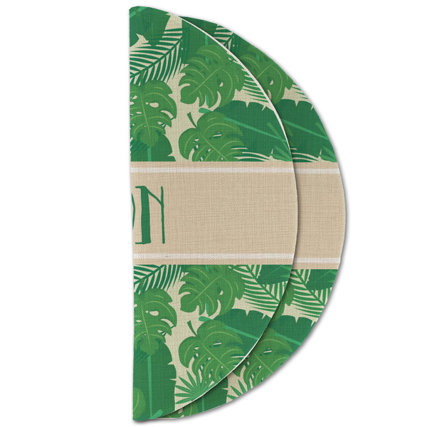 Tropical Leaves #2 Round Linen Placemats - HALF FOLDED (double sided)