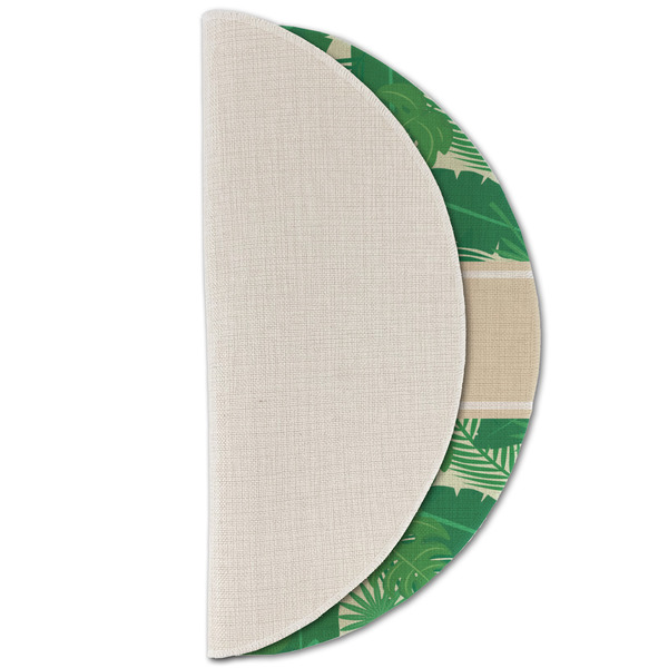 Tropical Leaves #2 Round Linen Placemats - HALF FOLDED (single sided)