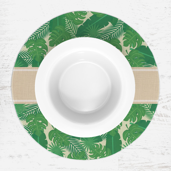Tropical Leaves #2 Round Linen Placemats - LIFESTYLE (single)