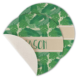 Tropical Leaves #2 Round Linen Placemat - Single Sided - Set of 4 (Personalized)