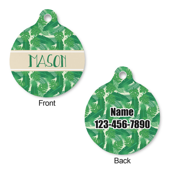 Tropical Leaves #2 Round Pet ID Tag - Large - Approval