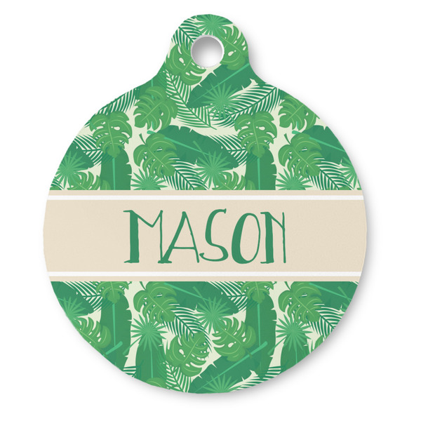 Custom Tropical Leaves #2 Round Pet ID Tag - Large (Personalized)