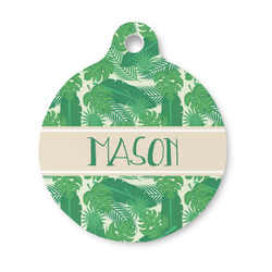Tropical Leaves #2 Round Pet ID Tag - Small (Personalized)