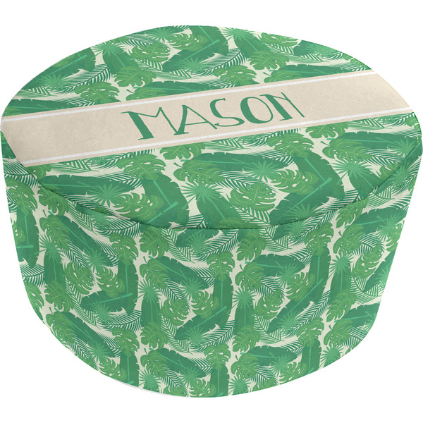Custom Tropical Leaves #2 Round Pouf Ottoman (Personalized)