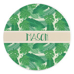 Tropical Leaves #2 Round Stone Trivet (Personalized)
