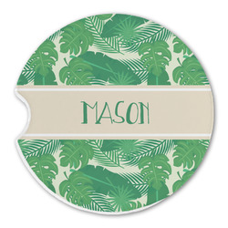 Tropical Leaves #2 Sandstone Car Coaster - Single (Personalized)