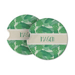 Tropical Leaves #2 Sandstone Car Coasters (Personalized)