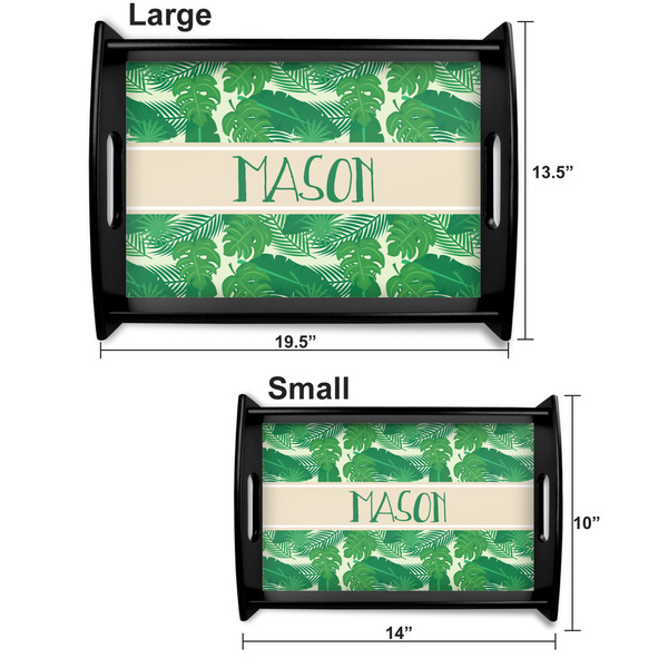 Tropical Leaves 2 Serving Tray Black Sizes