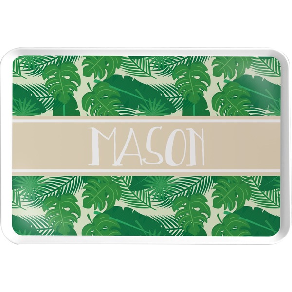 Custom Tropical Leaves #2 Serving Tray w/ Name or Text